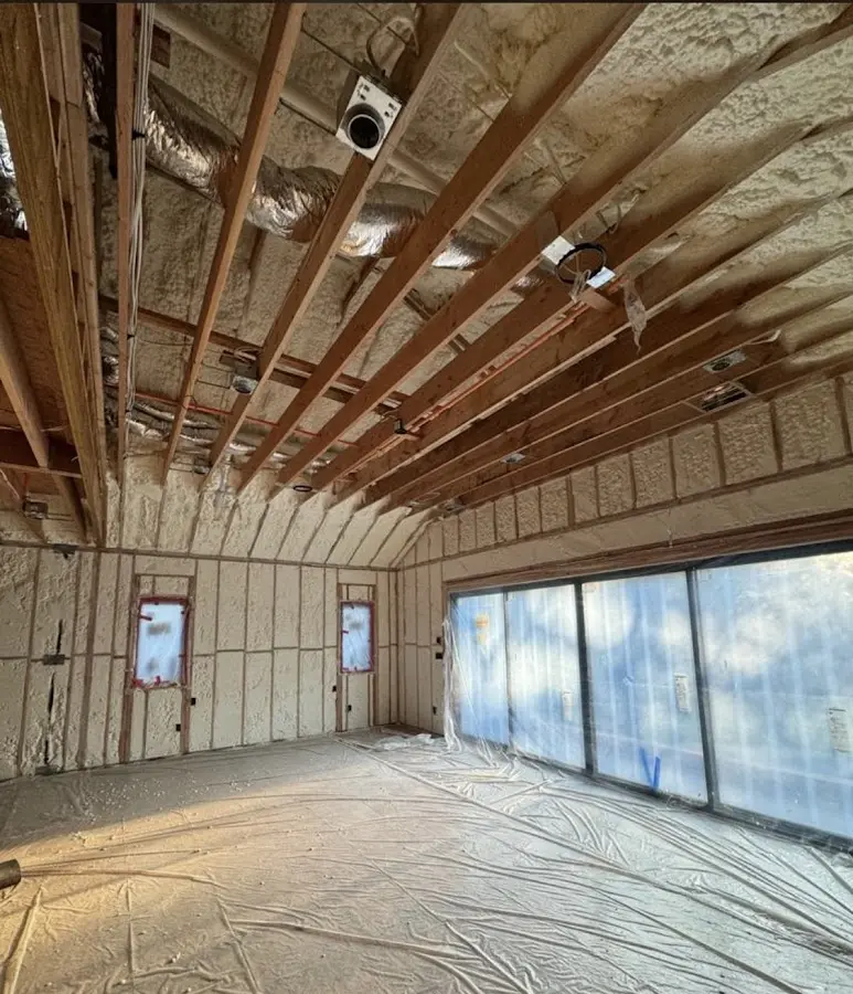 Interior walls and ceiling insulated with spray foam during new construction in Haddon Heights